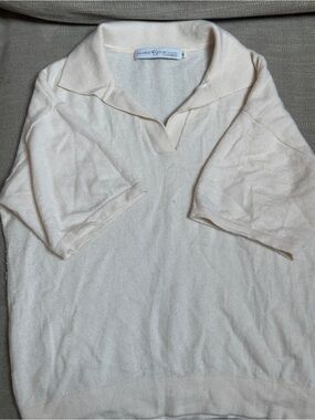Palmer & Purchase Ivory Short Sleeve Polo Sweater